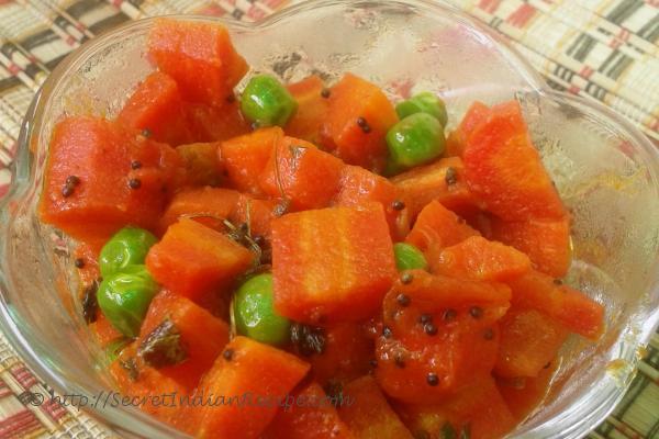 photo of gajar matar sabzi (stir fried carrots and peas)