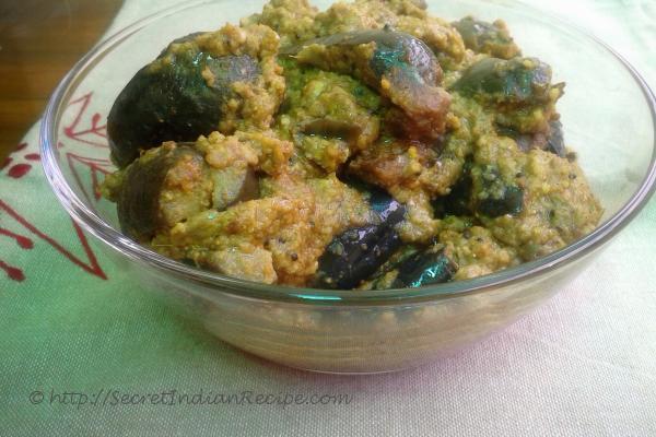 photo of bharli vangi (spicy stuffed aubergines /eggplant curry)