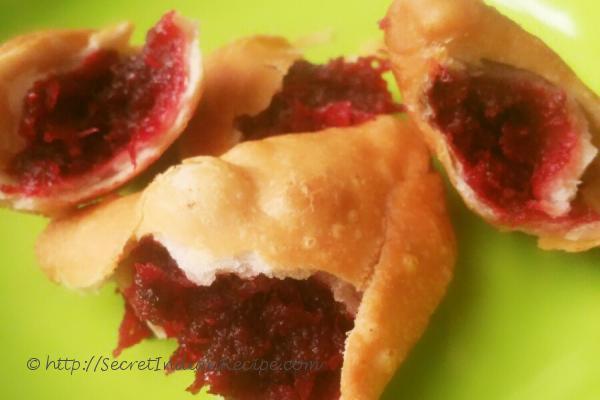 photo of beeta- meetha gulab samosa ( 'beetroot and rose' sweet samosa)