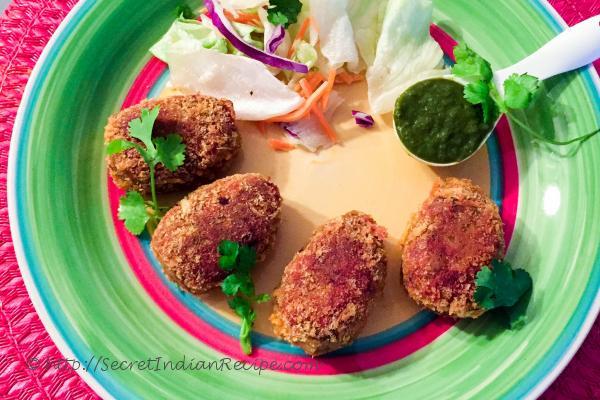photo of guilt free chicken cutlet (bengali cuisine)