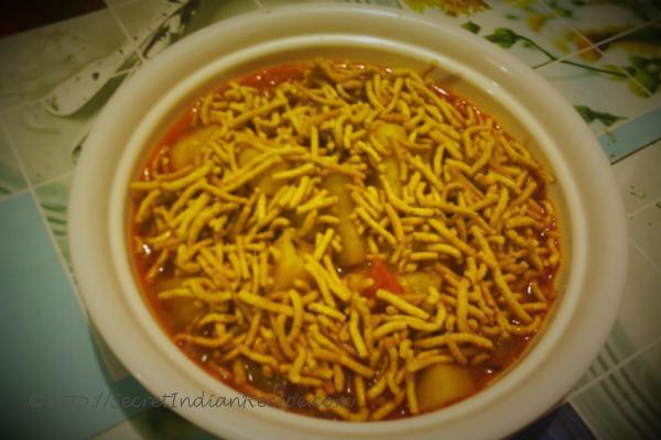photo of aloo aur sev ki sabzi (potato & gram flour snack curry)