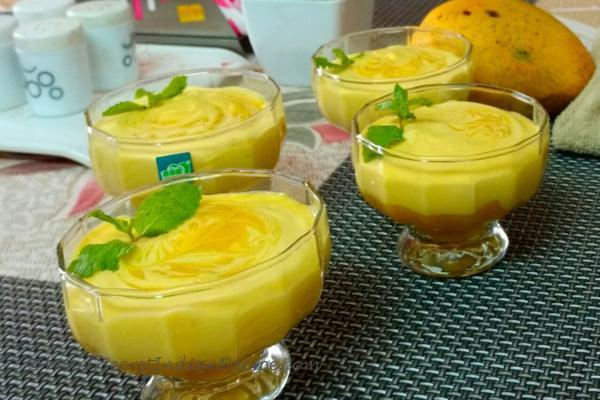 photo of saffron flavoured mango mousse(eggless)
