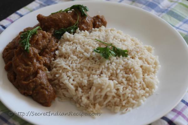 photo of chicken dhansak (chicken cooked with lentils and vegetables parsi style)