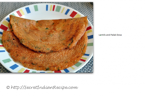 photo of lentils and palak dosa with ridge gourd chutney
