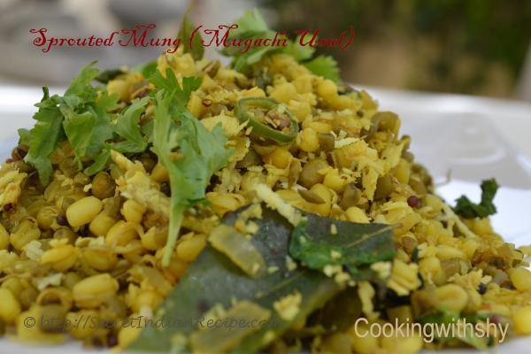 photo of sprouted and curried mung ( mugachi usal)