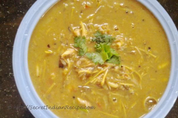 Vazhaipoo paruppu kootu - Plaintain flowers with moong dal gravy.