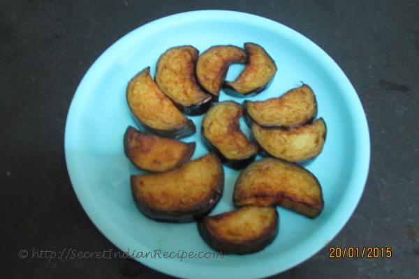 photo of dahi baigana ( brinjal with curd )