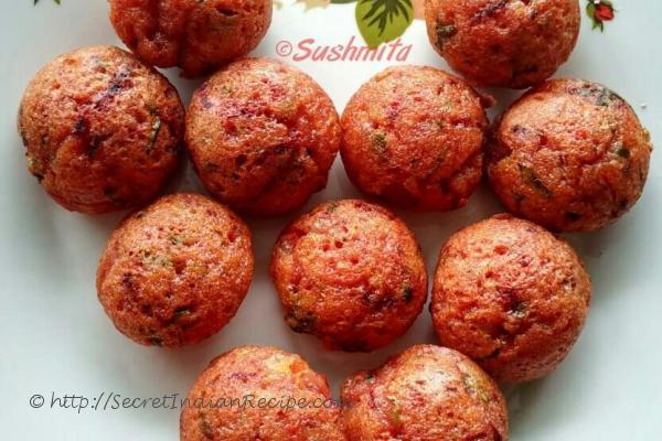 photo of Vegetable Sooji Appe adding Beet Root