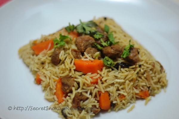 photo of soybean biryani (soybean in indian flavoured rice)