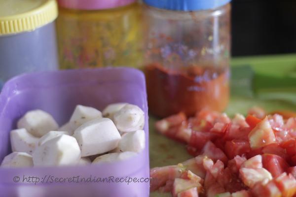 photo of arvi sabzi ingredients
