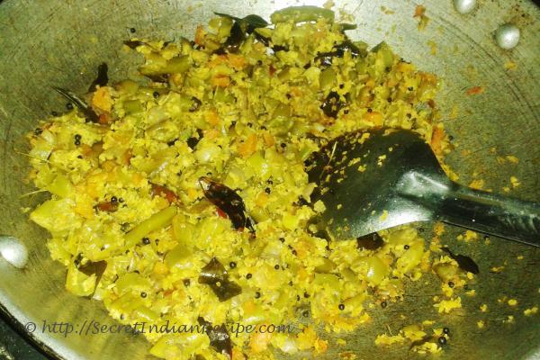 Carrot, Beans Thoran (Carrot and beans with coconut)