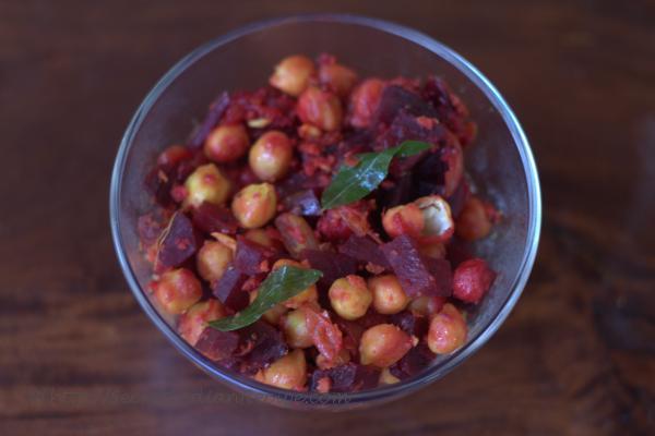 photo of beetroot channa poriyal