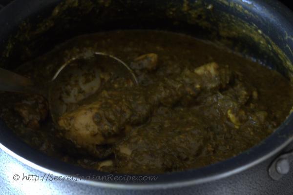 photo of Gongura chicken cooking