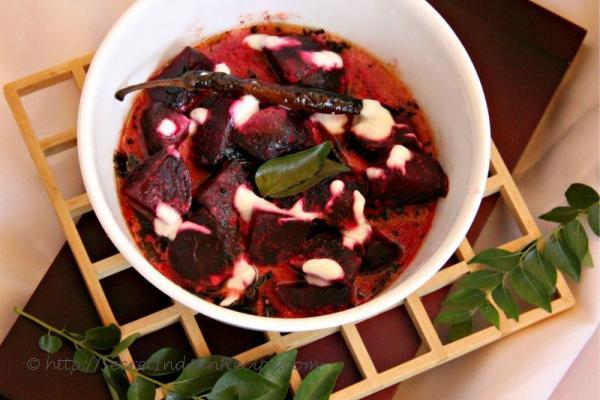 photo of beetroot yogurt curry