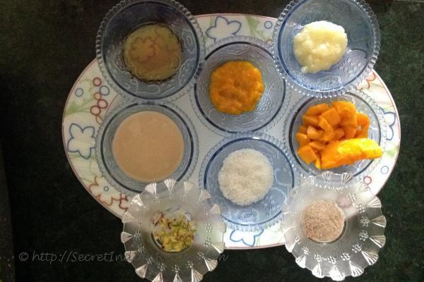 photo of ingredients used in making of ripe mango Malpua
