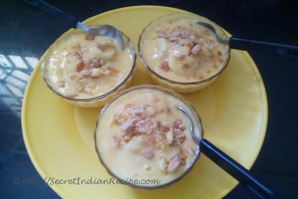 photo of mango custard biscuit sponge cake pudding
