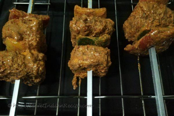 photo of Marinated paneer in skewers