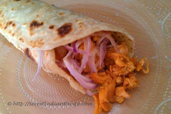 photo of chicken roll (indian street food chicken wrap)