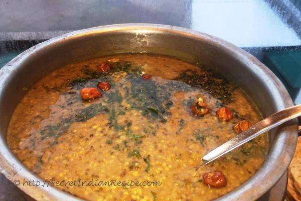 photo of sindhi dal pakwan/ pakvan (mixed lentils served with thin fritters)