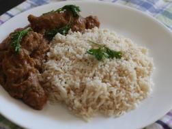 photo of chicken dhansak (chicken cooked with lentils and vegetables parsi style)